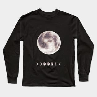 The Moon Phases Space Lunar Design Long Sleeve T-Shirt